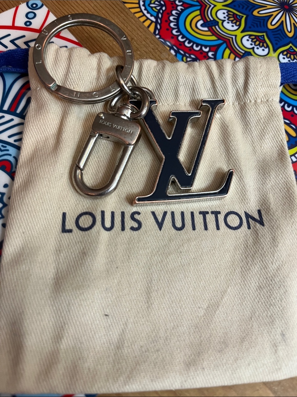 Louis Vuitton Blue & Silver LV Logo Key Charm